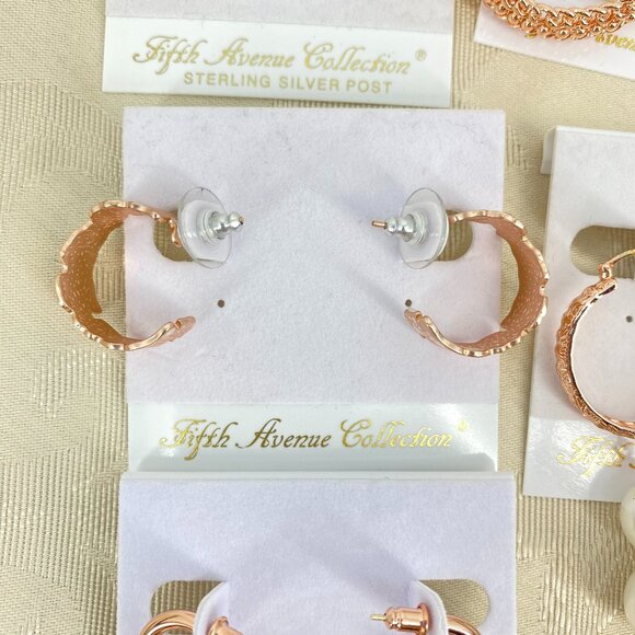 FAC 8 Pair Rose Gold Tone Rhodium Plated Earrings NWT - Picture 5 of 13